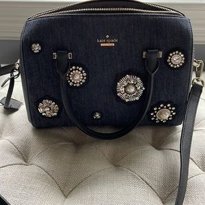 Kate spade rhinestone and denim purse with shoulder strap